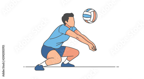 Volleyball player setting ball vector illustration on white background