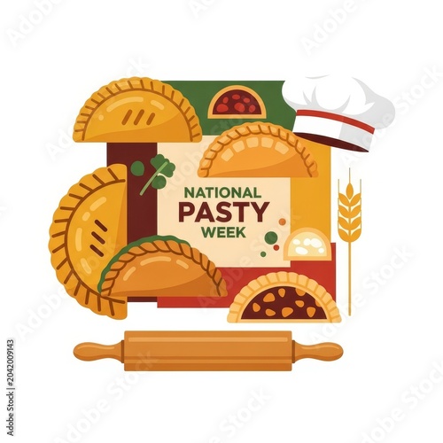 Flat vector illustration for National Pasty Week