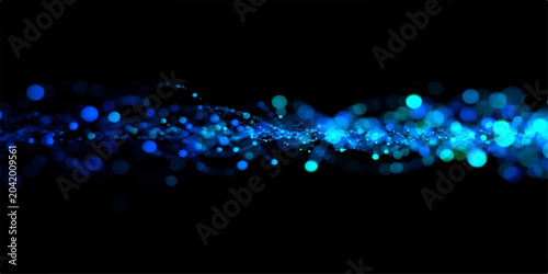 Foto Colorful night concert crowd dancing with glowing lights, bokeh blur and vibrant