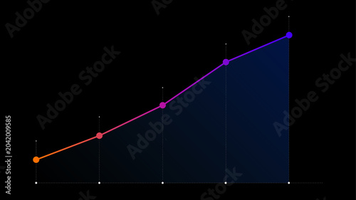 Fotografía Global Market 5 Point Economic Trend Visual with Holographic Line