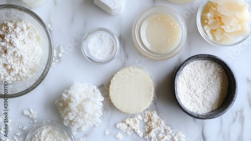 Natural Skincare Ingredients on Marble Surface