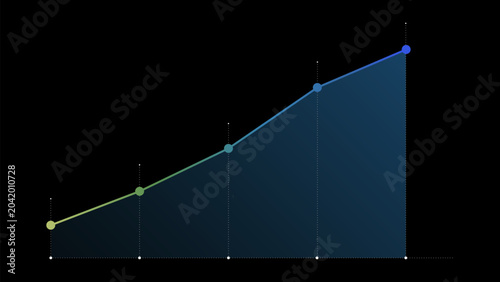 Foto Complex Big Data 5 Point Statistical Analytics Graph with Light Green Hologram