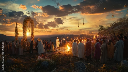 Mountaintop Ceremony at Sunset