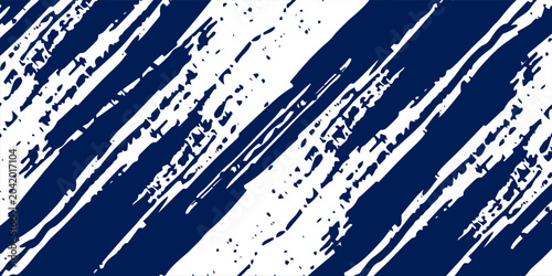 Abstract grunge line pattern with rough brush strokes in dark blue and white in a nautical or maritime style.
