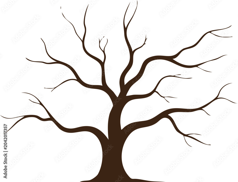 Fototapeta premium Bare Tree Silhouette SVG, Leafless Tree Clipart, Black Tree Vector, Nature Illustration, Cricut Cut File, Laser Cut Design