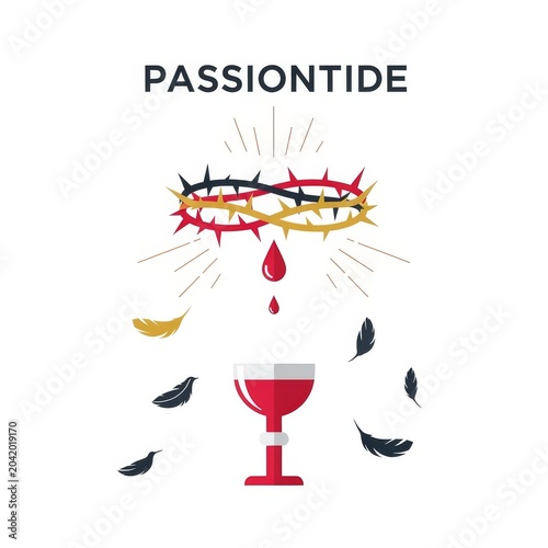 Passiontide: Crown of Thorns, Blood Drop, Chalice and Feathers Illustration