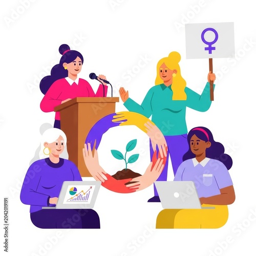 International Womens Day diversity and collaboration illustration