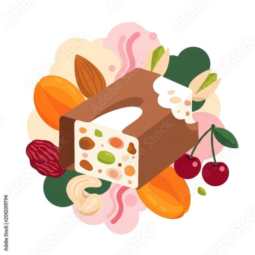 Celebrate National Nougat Day with this sweet nut and fruit illustration