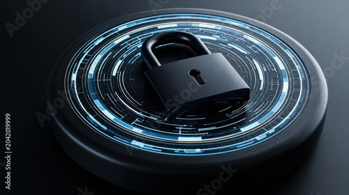 Digital Cybersecurity Lock and Data Protection Technology Concept