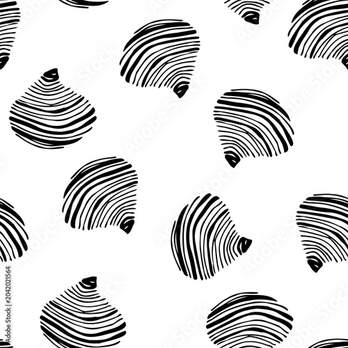 Vászonkép Abstract stylized, fan-shaped seashells seamless pattern