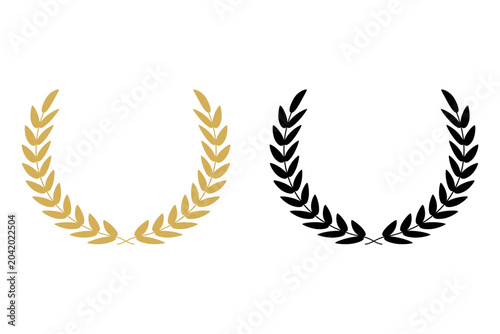 Photos Set of circular foliate laurels branches.Laurel wreath.