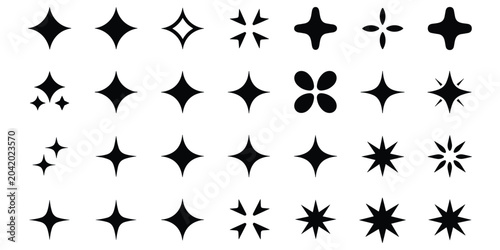 Fotografía Sparkle starburst icons, shine effect, glitter shapes, light flares, festive dec