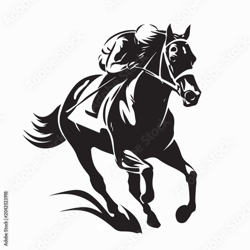 Foto Equestrian Racing Jockey Logo Vector Illustration On White Background