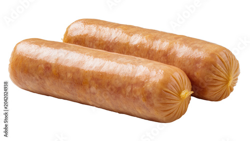 Obraz na plátně Two plump raw sausages tied at ends