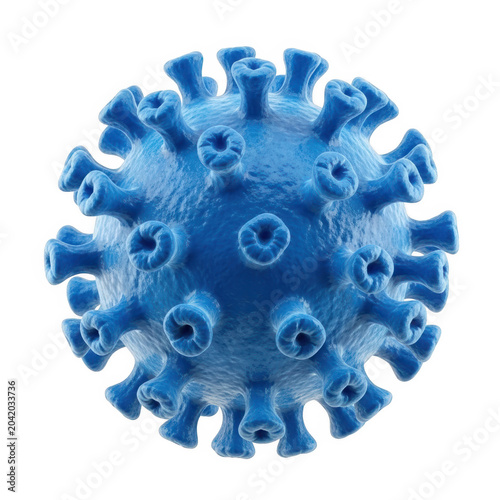 Blue virus particle isolated on transparent background isolated on transparent background