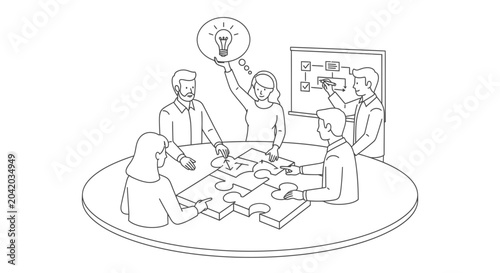 Team collaboration solving problems and generating ideas for business success