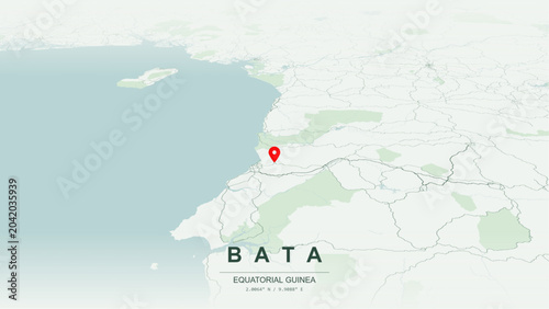 Canvastavla Modern minimalist vector map of Bata, Equatorial Guinea