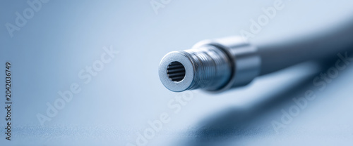 Close-up of coaxial cable connector end