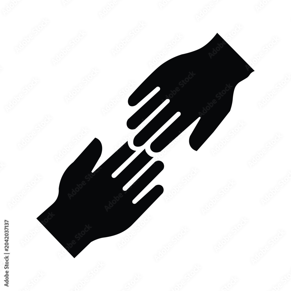 Obraz premium Helping Hands Reaching Out Silhouette Icon Vector