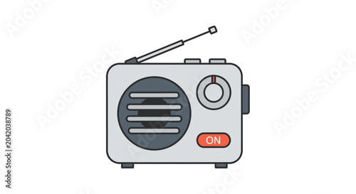 Vintage radio illustration isolated on white background for media concepts