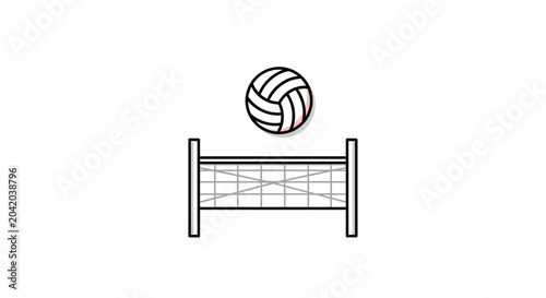 Volleyball net and ball illustration sport symbol on white background