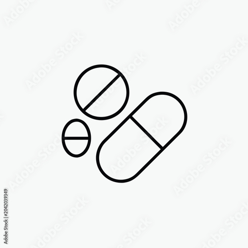pill line art icon silhoutte vector style template