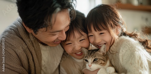 家族と猫の幸せな時間