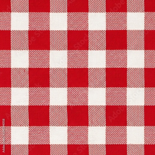 Red and White Gingham Fabric Pattern Filling Entire Frame