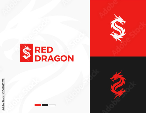 Simple and cool logo of two red dragons forming the letter s