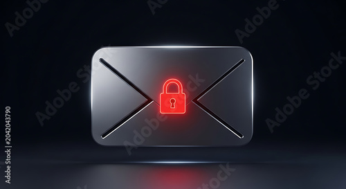 Red Error Warning Symbol Glowing on Dark Digital Screen with Reflective Surface