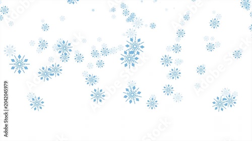 Snowflakes falling slowly from the sky. Falling snowflakes animation. Winter background. Winter seasonal scene. Motion graphic. 4K animation