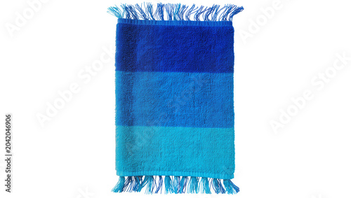 Blue striped beach towel with fringe