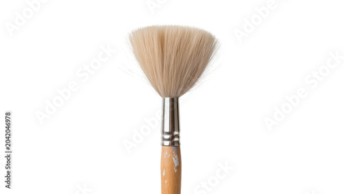 Photography Fan brush with light wood handle and metal ferrule