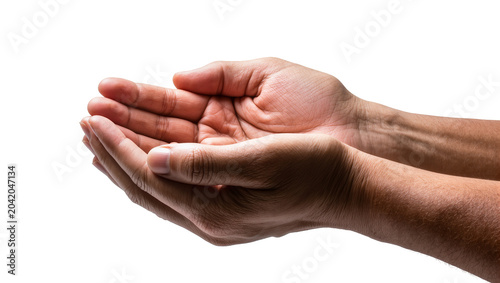 Bild auf Leinwand Cupped hands holding nothing palms up, showing skin texture