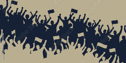Foto People celebrate with flags in a lively event outdoors