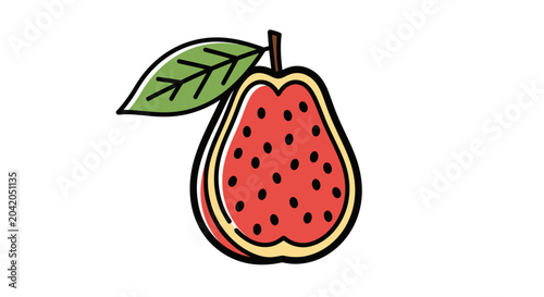Vibrant guava fruit illustration isolated on white background for design