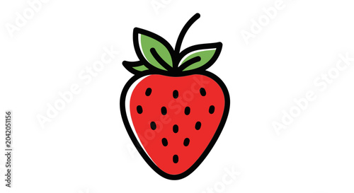 Vibrant illustrated strawberry isolated on white background for design