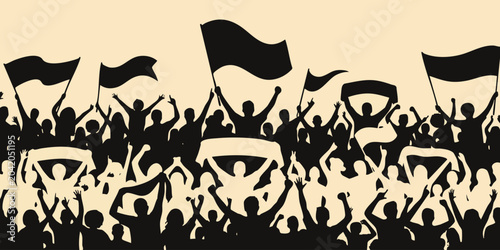 Fotografija A crowd of people holding flags and celebrating in a lively outdoor event with enthusiasm and excitement