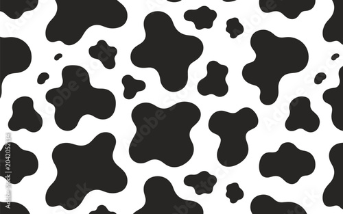 Cuadro en lienzo Minimalist seamless cow print pattern with organic black spots on a white background creates a clean and rustic aesthetic