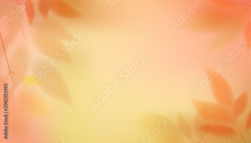 Obraz na płótnie Blurred autumn leaves on abstract orange yellow gradient background, soft pastel