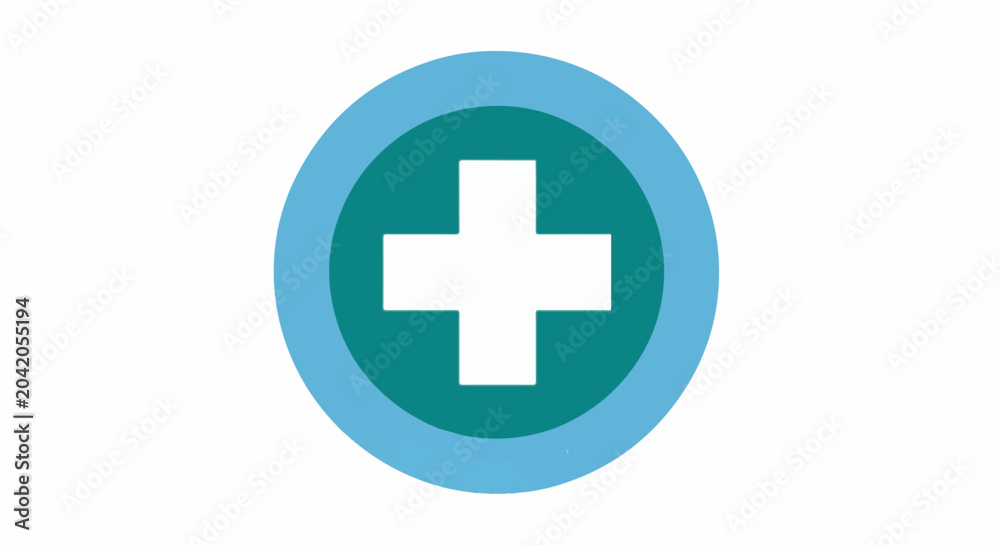 Fototapeta premium Clean cross emblem with concentric circles on a white background