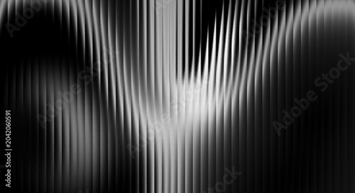 Bild auf Leinwand Abstract Black And White Vertical Lines Texture With Metallic Ripples And High C