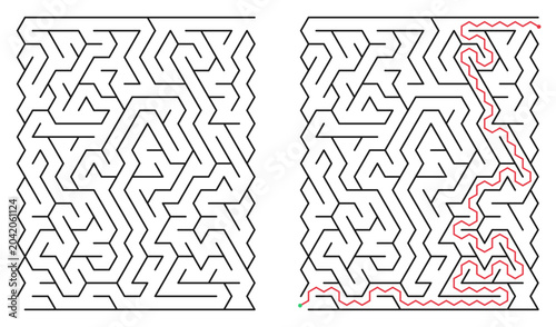 Εκτύπωση καμβά Rectangle triangular maze with solution