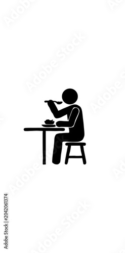 eating at table icon silhouette vector transparent background 