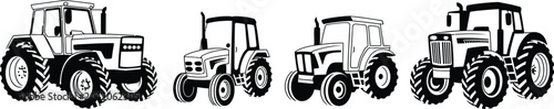 Bild auf Leinwand tractor collection of farm vehicle outlines for design use assets pack