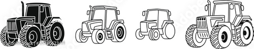 Φωτογραφία tractor set of agricultural machinery silhouettes vector icons editable