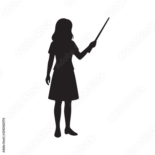 silhouette of a female teacher teaching