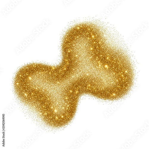 Abstract Golden Glitter Swirl on White Background.
