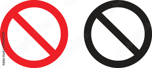 Photos Red and black prohibition signs or no symbol icons for restricted access and war