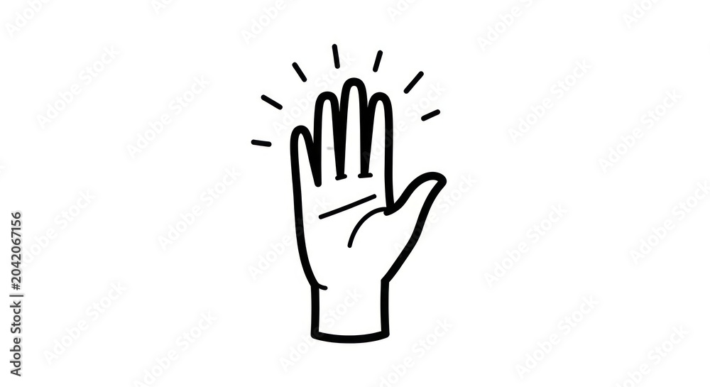 Obraz premium Human hand waving outline illustration
